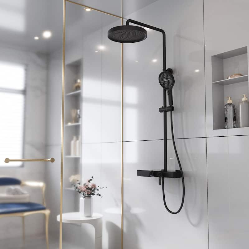 Modland 3-Function Wall Mount Shower System with Tub Spout 10.8" Rainfall Shower & Handheld Shower