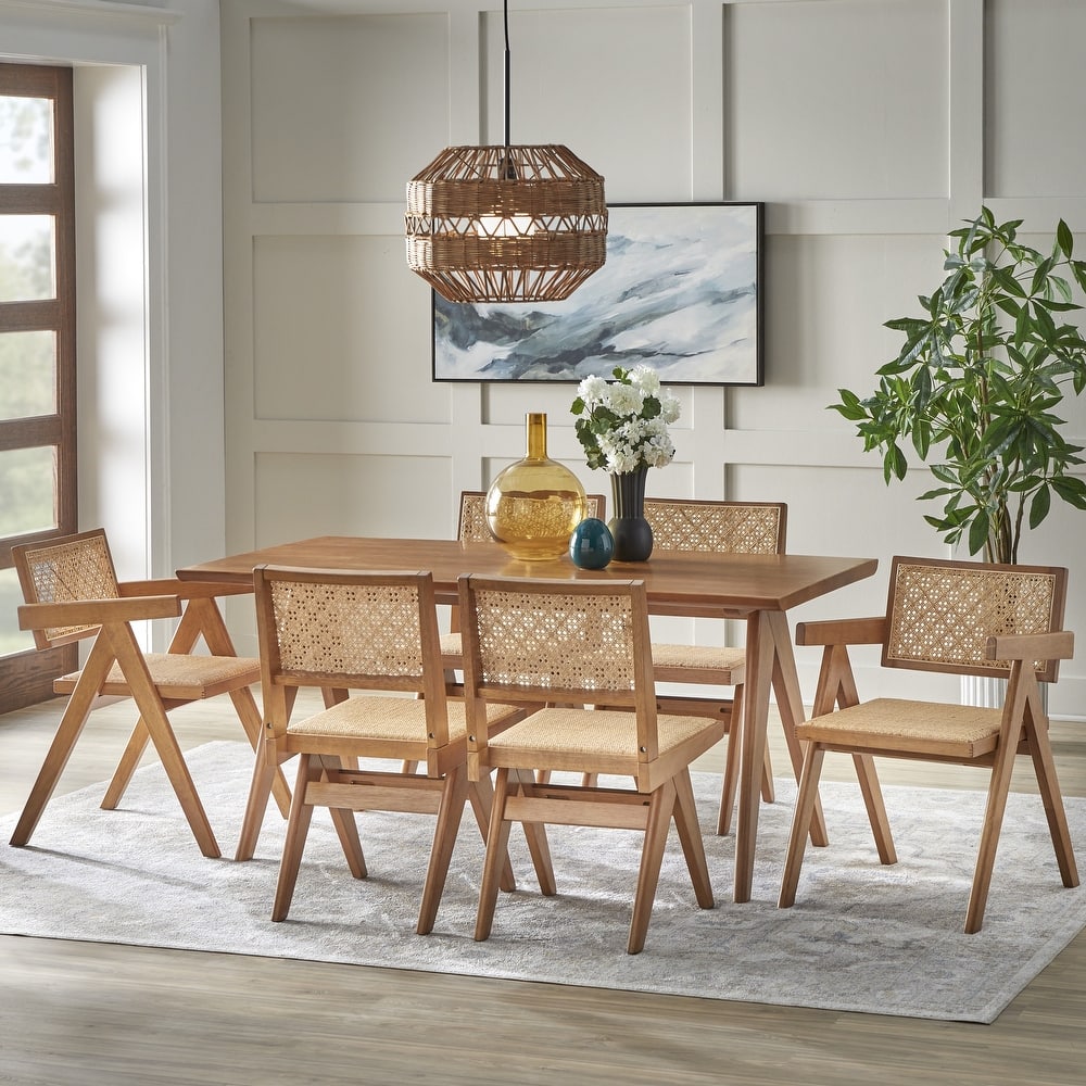 Lifestorey Velentina Solid Wood and Rattan Dining Sets