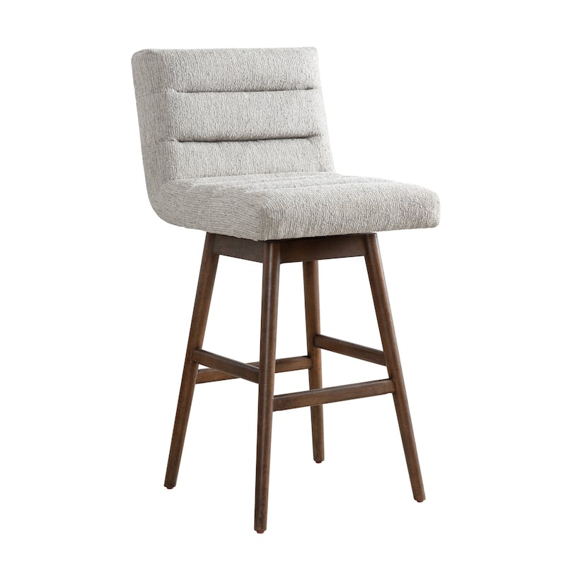 Elias Modern Swivel Bar Stool, Upholstered Counter Stool with Solid Wood Frame