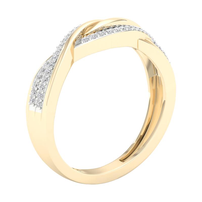 1/6ct TDW Diamond Criss Cross Promise Band in 10K Gold for Women