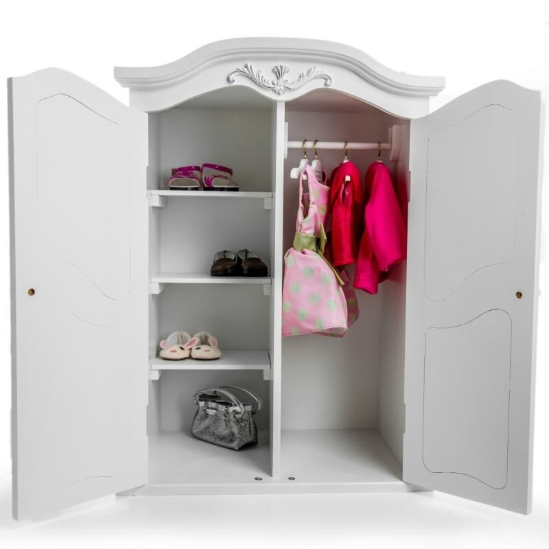 Shop High Quality 18 Inch Doll White Wooden Wardrobe Armoire Trunk