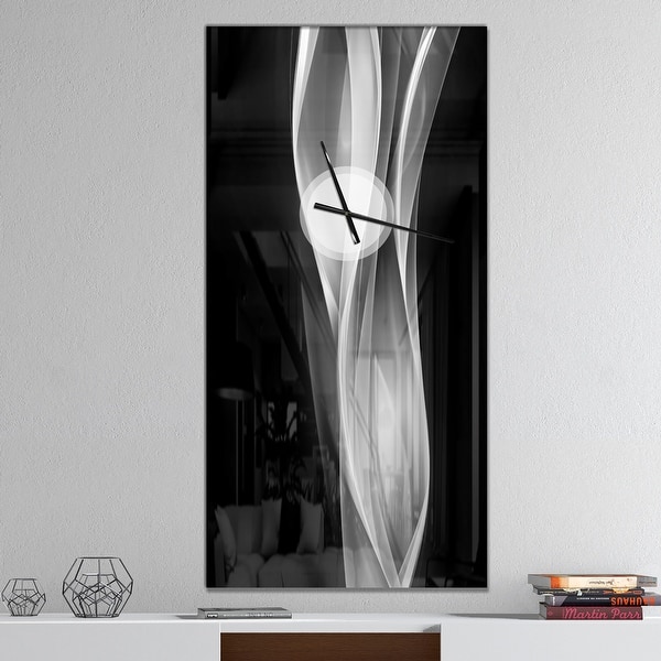 slide 2 of 15, Designart 'Glittering Silver Pattern' Oversized Modern Wall CLock