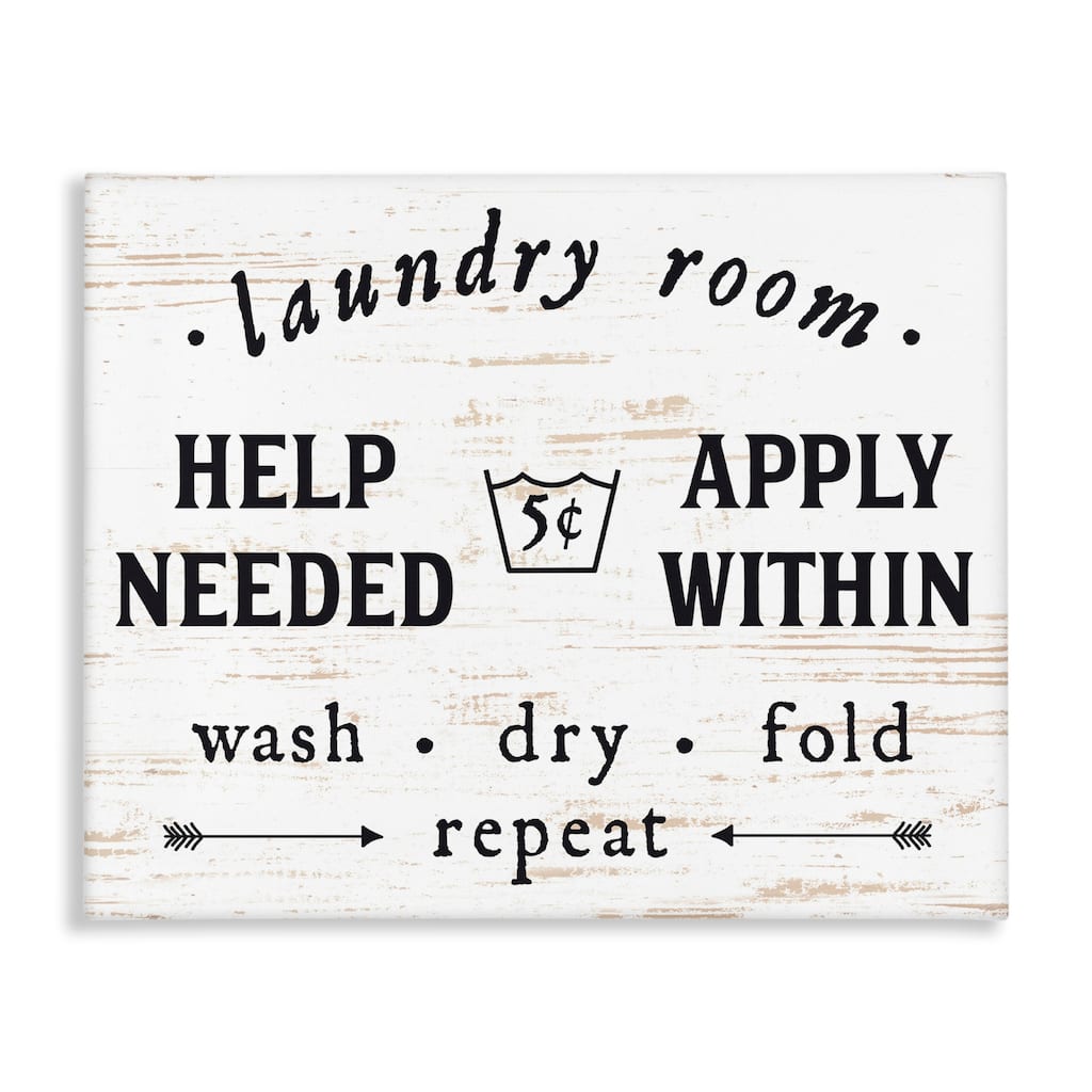 Stupell Laundry Room Help Needed Apply Within Stretched Canvas Wall Art