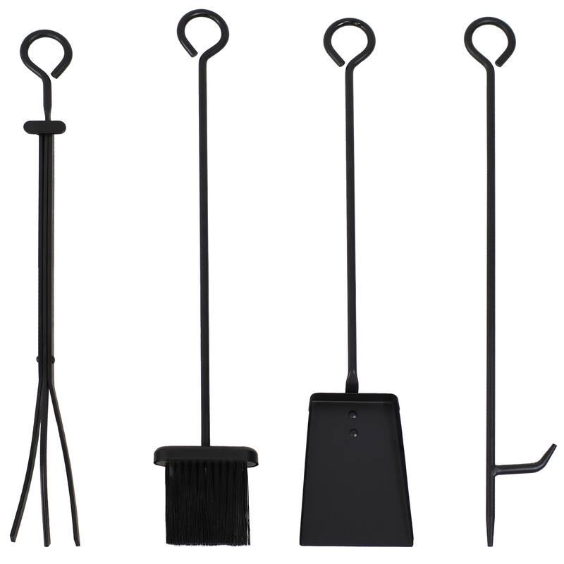 Steel Fireplace Log Holder and 5-Piece Tool Set