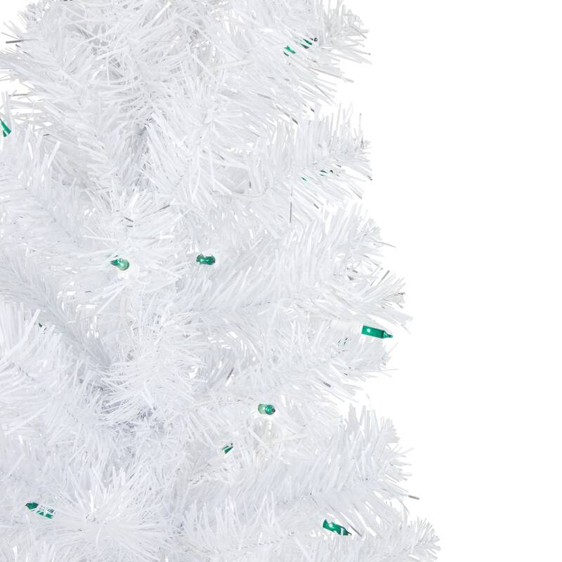 3' Pre-Lit Medium White Pine Artificial Christmas Tree - Green Lights - 3 Foot