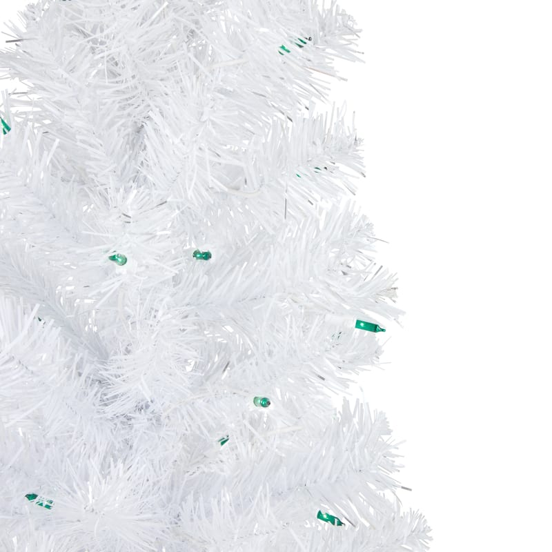 Pre-Lit Small White Pine Artificial Christmas Tree - Green Lights