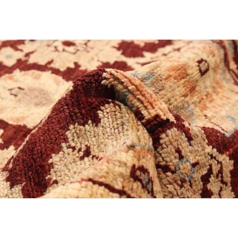 ECARPETGALLERY Hand-knotted Peshawar Ziegler Dark Burgundy Wool Rug - 3'1 x 4'10