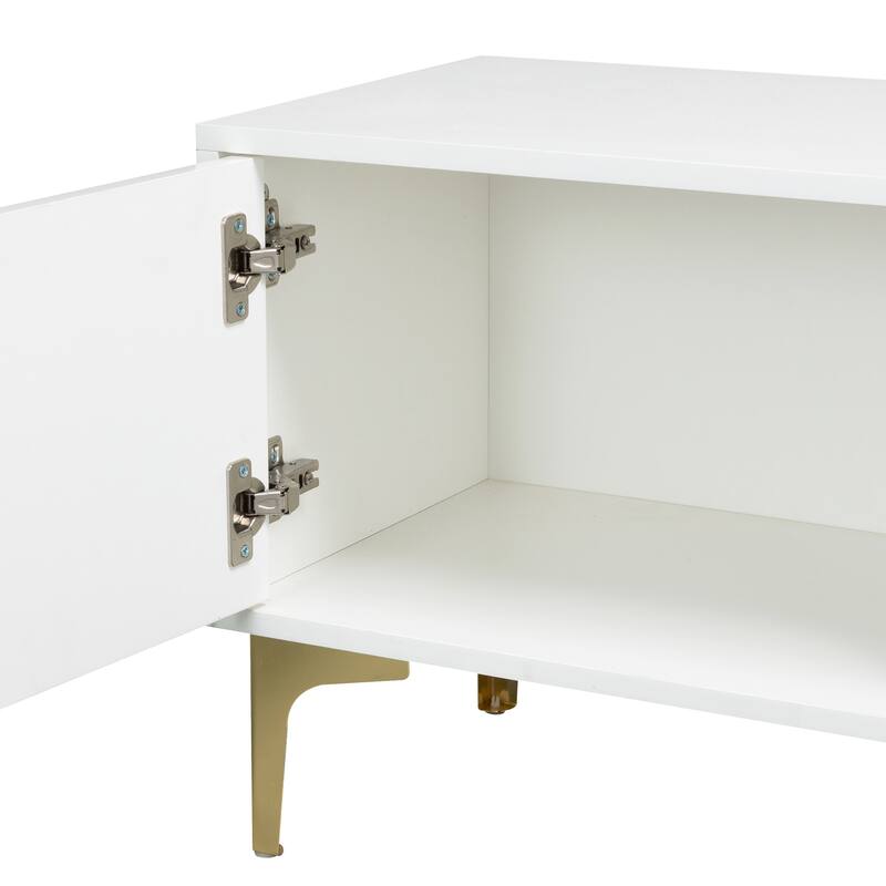 White 62.99" TV Stand with LED Remote Control Lights and High Gloss Finish for TVs Up to 65"