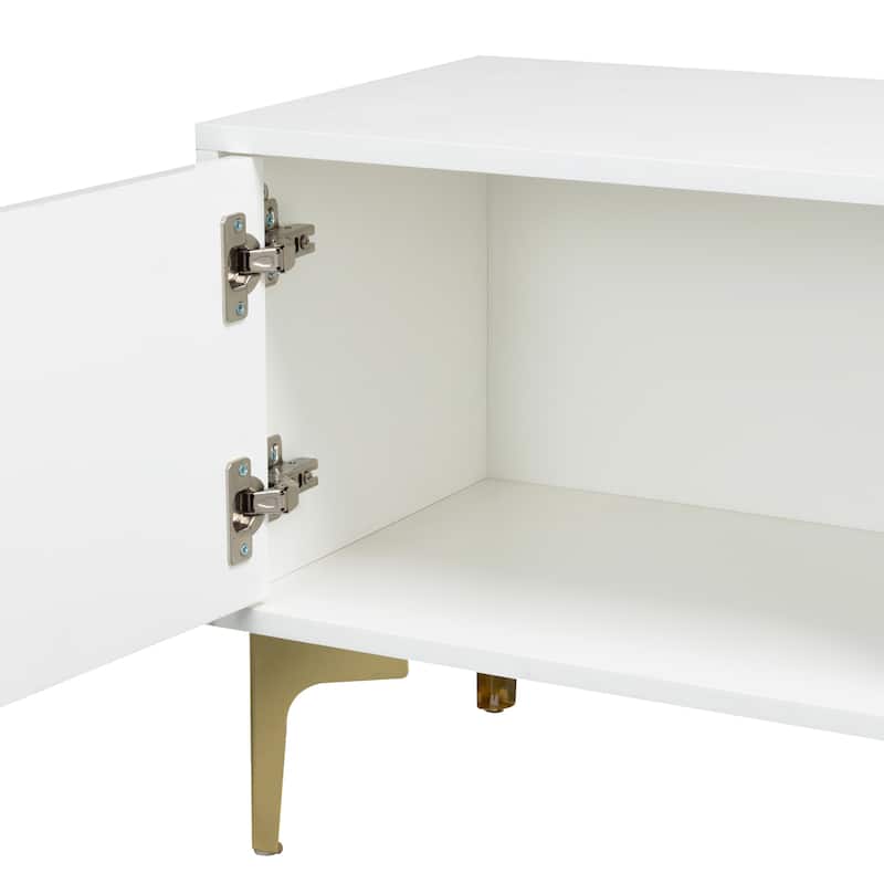 White 63" TV Stand with LED, Gloss Finish for TVs Up to 65"