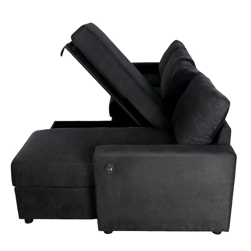 103.9" Polyester U-Shaped Sectional Sofa with 2 Storage Chaises and 4 USB Ports