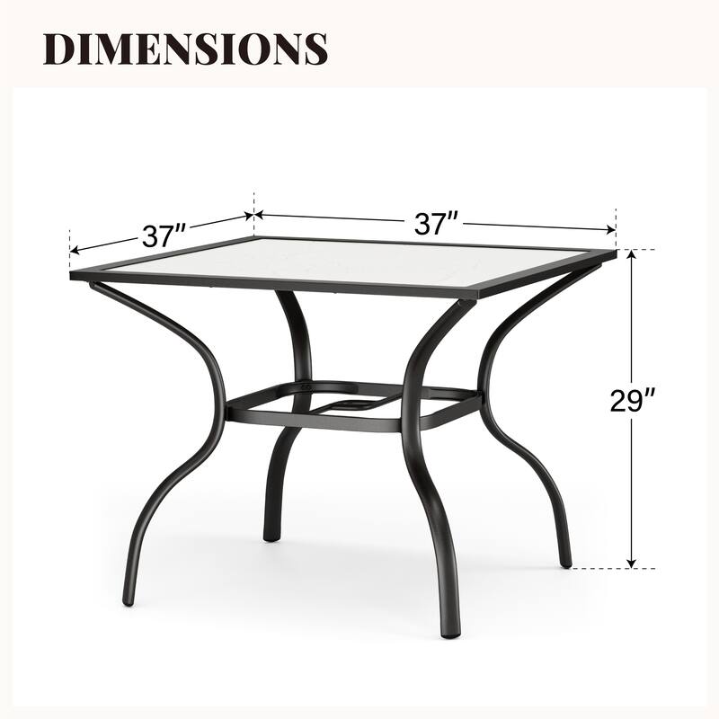 MAISON ARTS 37" Square Patio Dining Table Outdoor Furniture Table