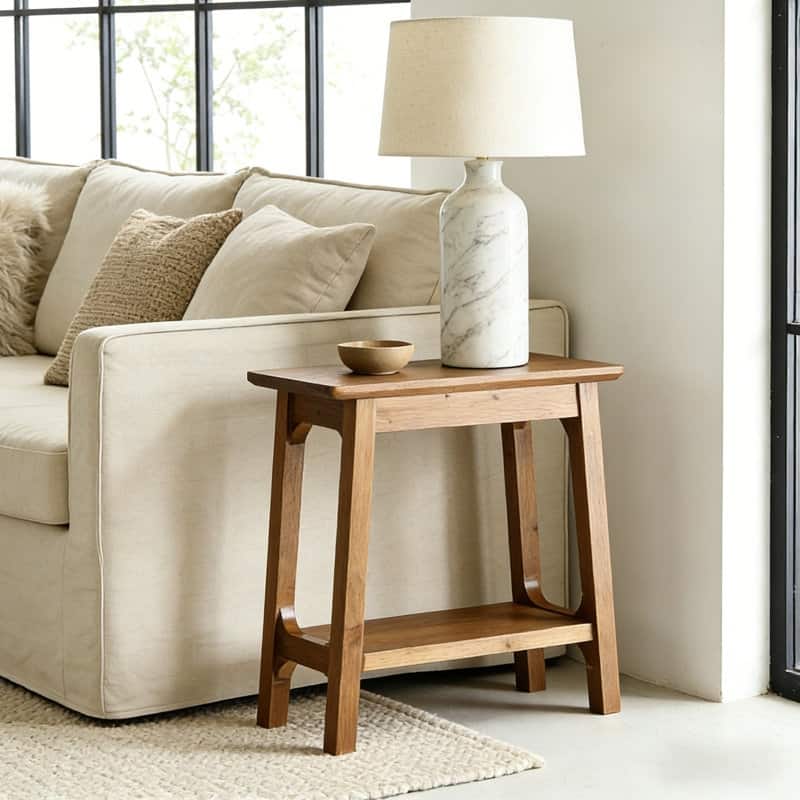 2-Tier Solid Wood End Table, Side Table for Living Room, Bedroom - 2PC