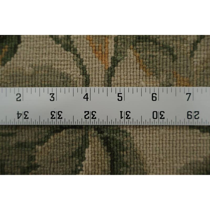 Hand Knotted Oriental 100% Wool Carpet Traditional Floral Beige & Ivories Aubusson Area Rug - 9' 8'' X 7' 6''