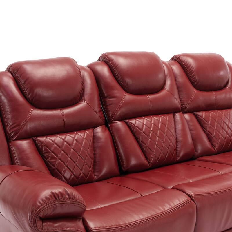 Home Theater Seating Manual Recliner Chair with Center Console and LED Light Strip for Living Room, Black