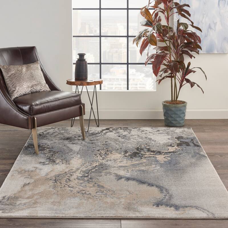Nourison Maxell Modern Glam Abstract Area Rug - 3'10" x 5'10" - Grey - Runner/Rectangle