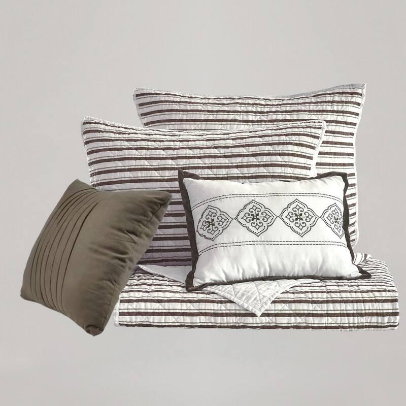 Wonderful 5 Piece Striped Coverlet Set
