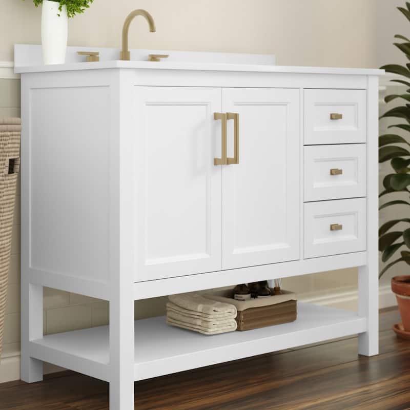 Bathroom Vanity with Sink, Open Storage, and Storage Drawers