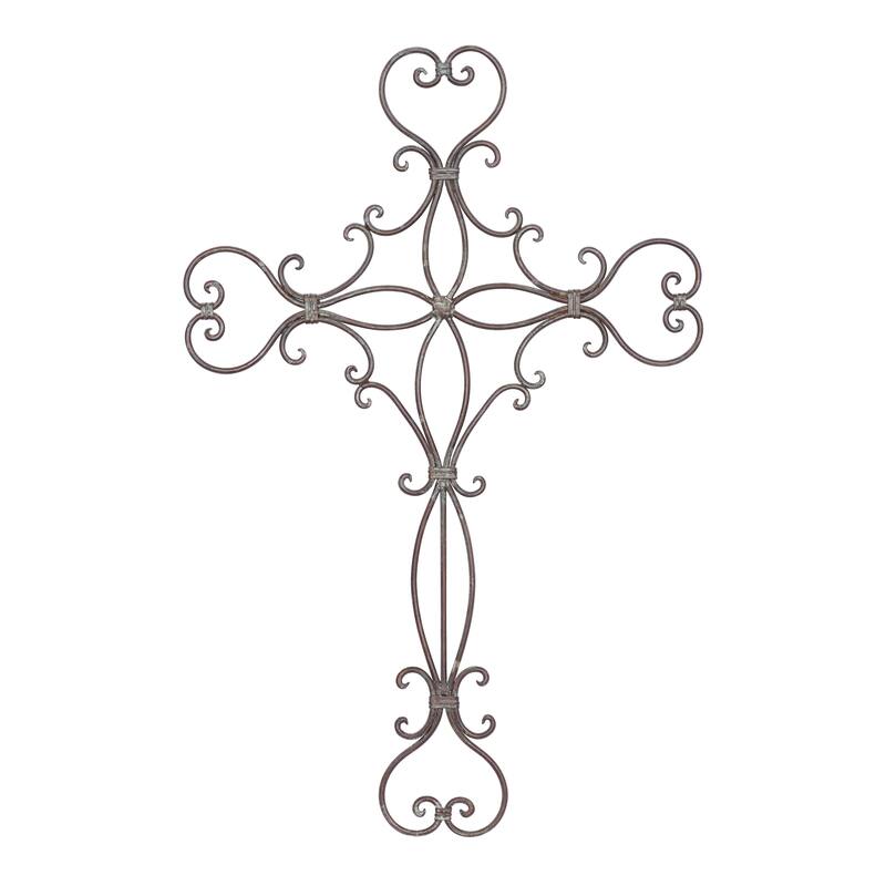 Black Metal Scroll Cross Home Wall Decor