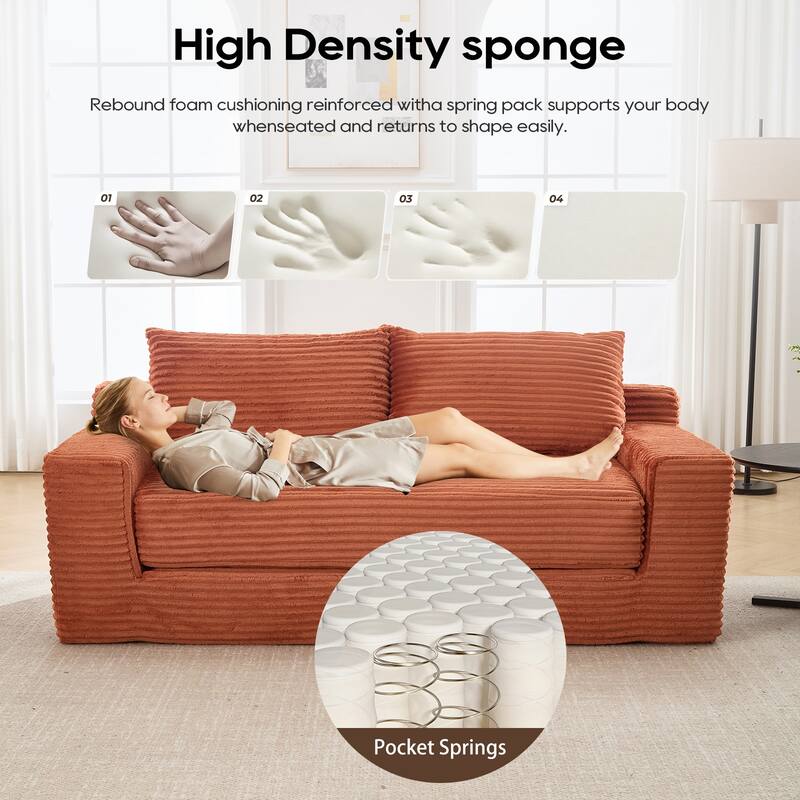 2-in-1 Loveseat Sofa Bed, Memory Foam Corduroy, No Assembly, Compact