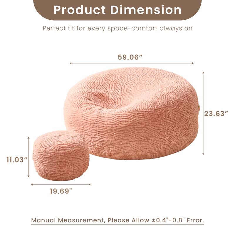 OVIOS Plush Wrapped Lounger Sofa With Ottoman