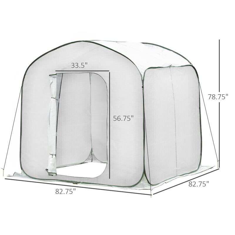 Outsunny 7' x 7' x 6' Garden Portable Greenhouse for Outdoors with Side Door & Portable Zipper Bag, Pop Up Greenhouse Tent