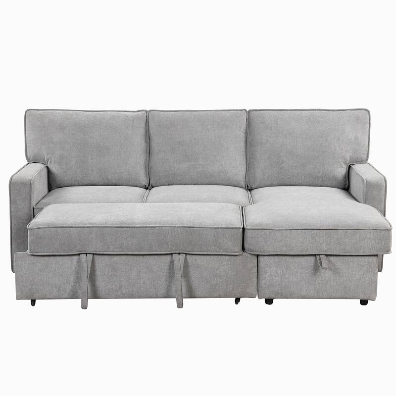 Sleeper Sectional Sofa with Storage Space,USB port,2 cup holders on Back Cushions