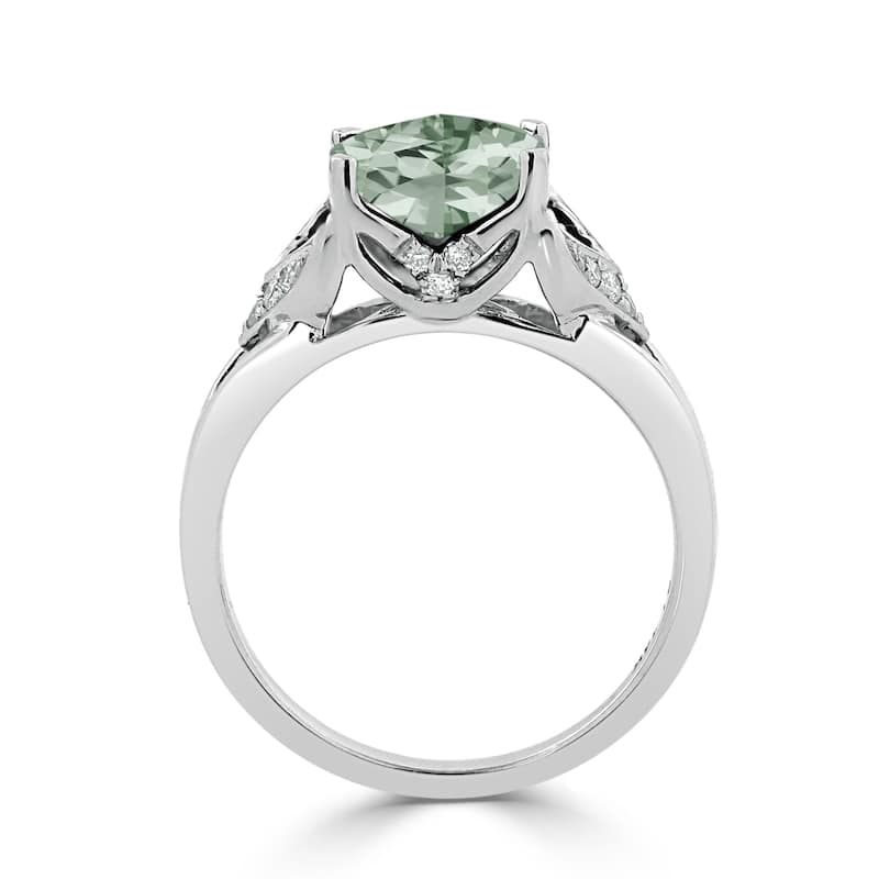 Auriya Modern 1 1/2ct Cushion-cut Green Amethyst and Diamond Engagement Ring 1/6ctw 14k Gold