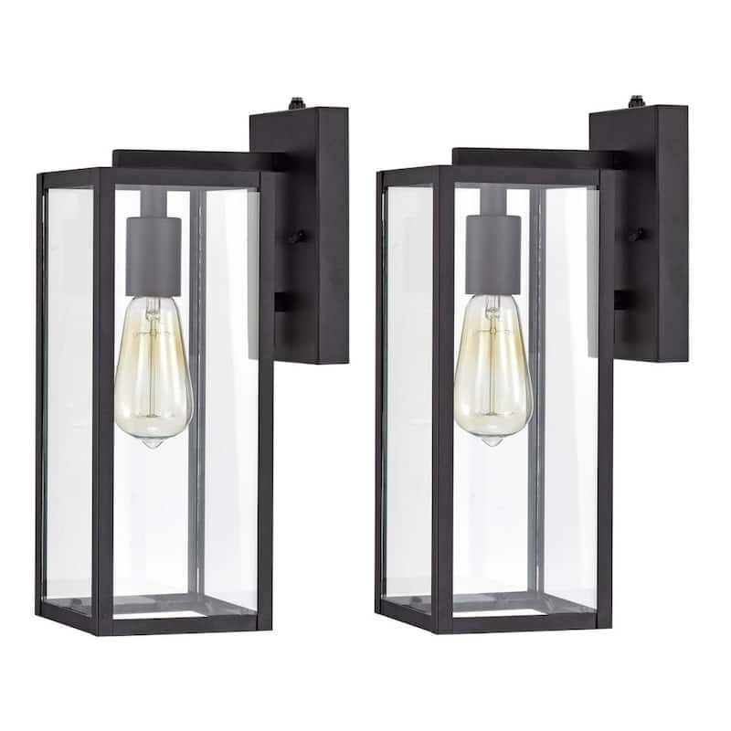 2 Pack 14.5''H Tempered Glass Outdoor Wall Lantern with Dusk to Dawn