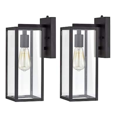 2 Pack 14.5''H Tempered Glass Outdoor Wall Lantern with Dusk to Dawn