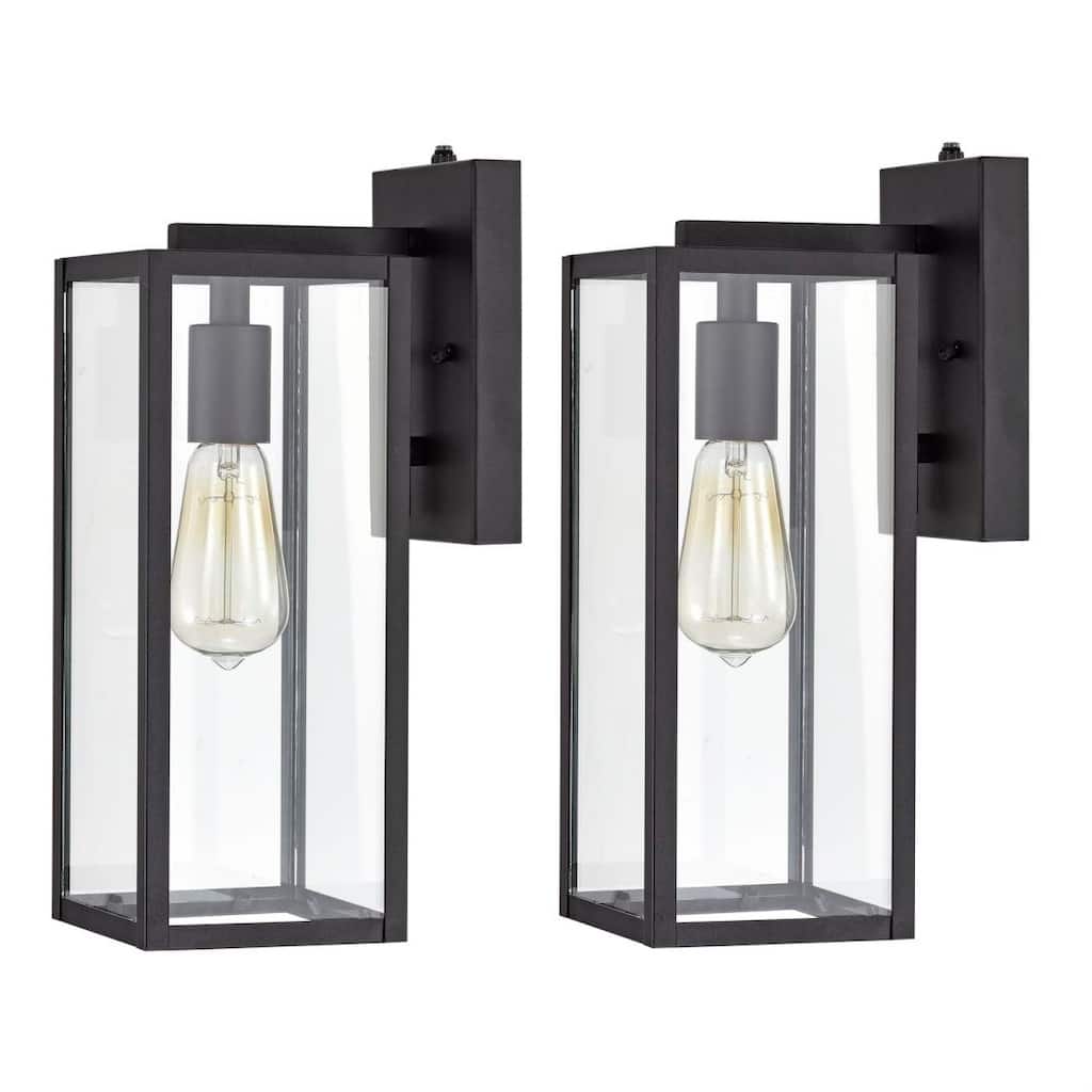 2 Pack 14.5''H Tempered Glass Outdoor Wall Lantern with Dusk to Dawn