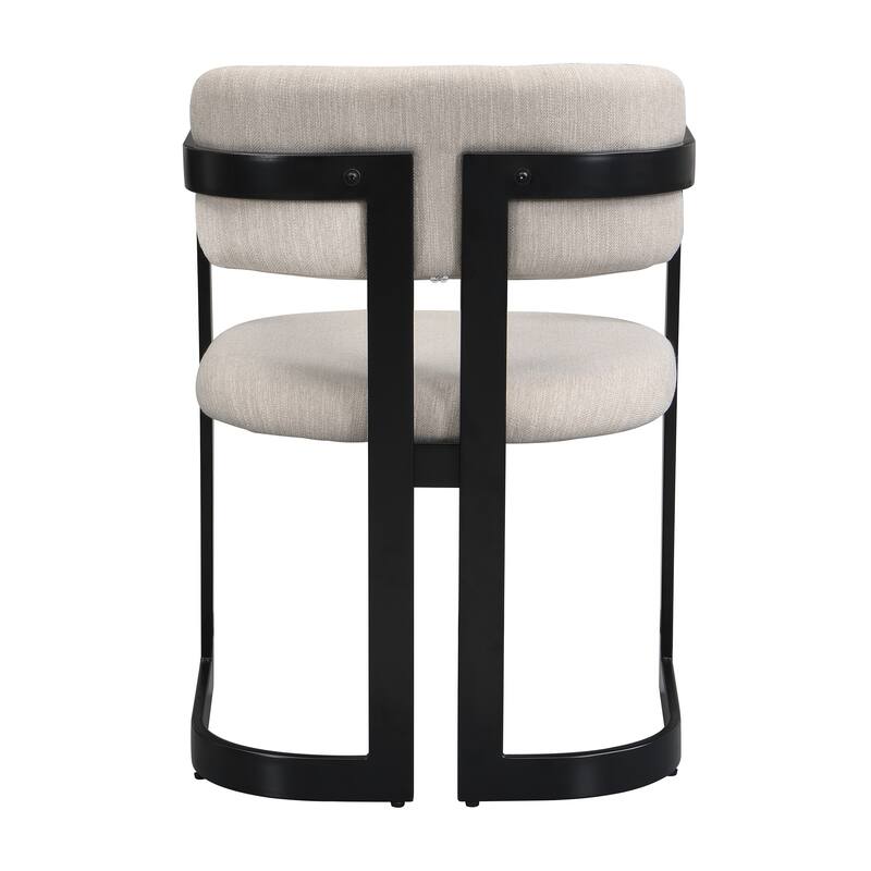 Upholstered Dining Chairs Set Of 2,Fabric Armchairs With Beige Seating Metal Frame,265 Lbs Weight Capacity