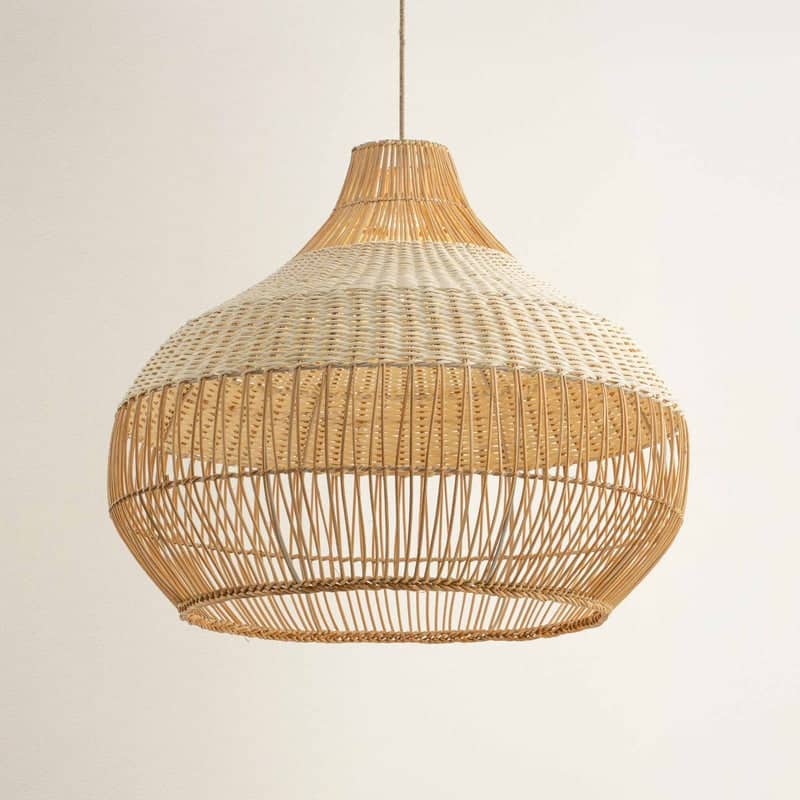 Beatrice Outdoor Rattan Pendant Light - Brown Large Dome 1-Light Handwoven Hanging Light For Coastal, Tropical, Boho Room Decor