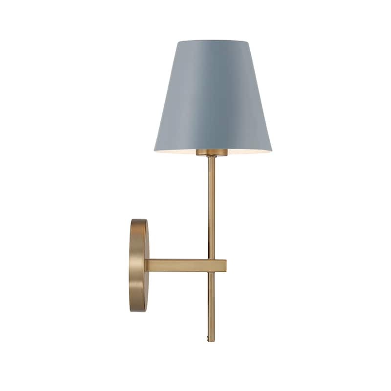 Xavier 1 Light Vibrant Gold + Blue Sconce - 6"W x 15"H x 7"D