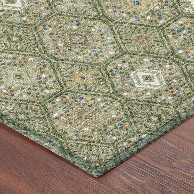 Machine Washable Indoor/ Outdoor Modern Hexi Chantille Rug