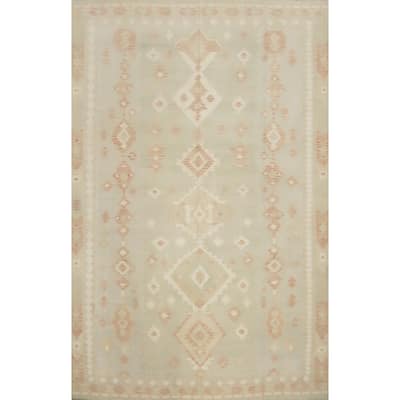 Hand Woven Oriental 100% Wool Carpet Southwestern Tribal Green Kilim Area Rug - 13' 0'' X 9' 9''