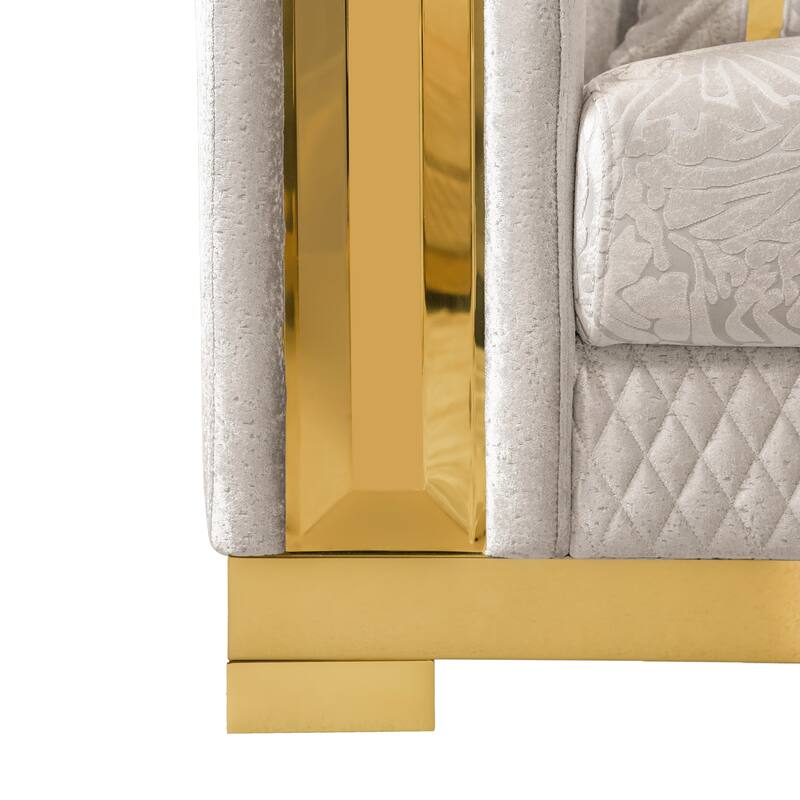 Furniture of America Maxine Glam Solid Wood Loveseat with Accent Pillows