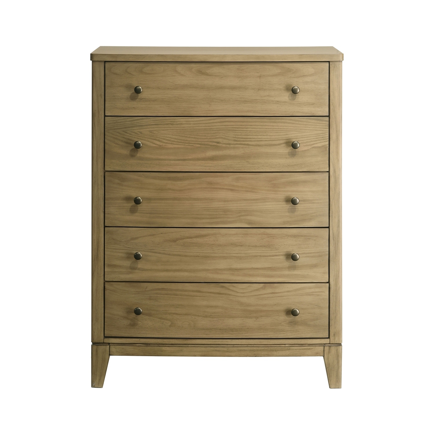 5 Drawers Wooden Chest with Tapered Legs in Natural Pine