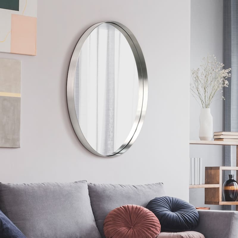 Ultra Stainless Steel Oval Wall Mirror- 24"x36"