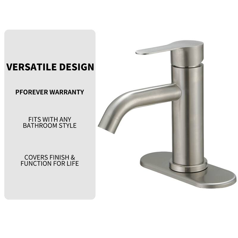 Single Hole Single-Handle Bathroom Faucet with Deck Plate