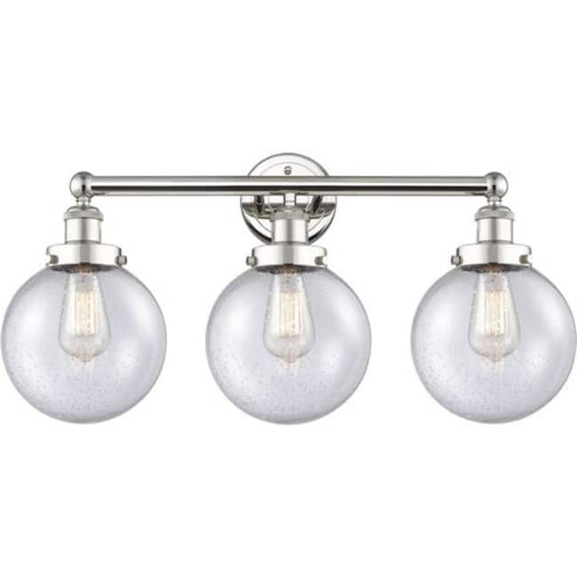 Innovations Lighting 616-3W-10-25 Beacon Vanity Beacon 3 Light 25" - Polished Nickel / Seedy
