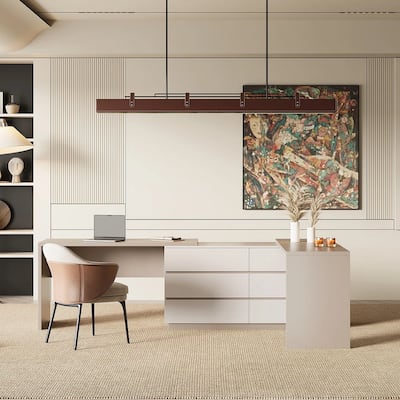Modern Home Office Expandable Dresser Desk Combo with Drawers