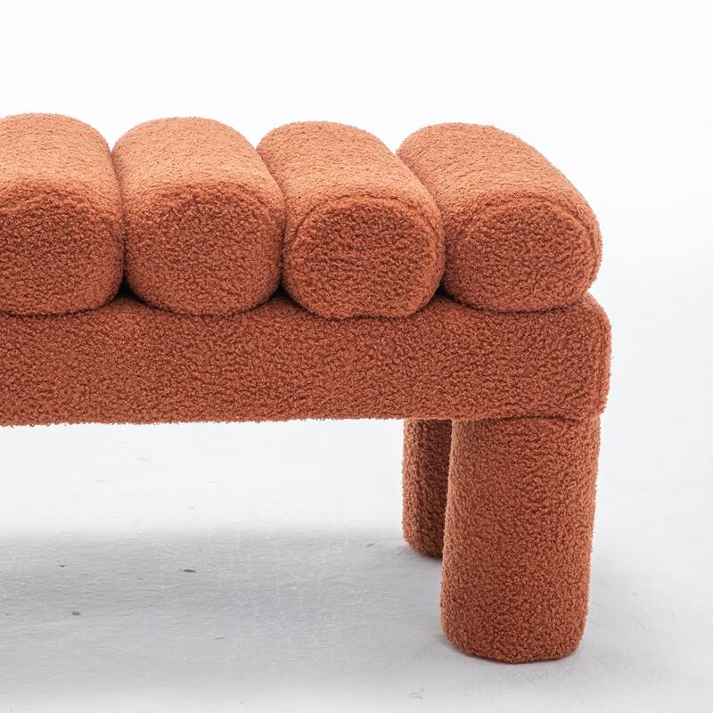 SEYNAR Modern Teddy Velvet Upholstered Rentangle Ottoman