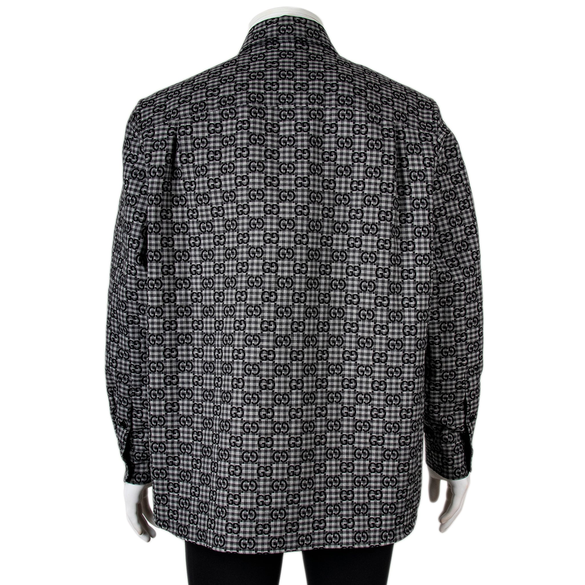 Gucci Men's GG Gingham Cotton Wool Jacquard Shirt - Overstock