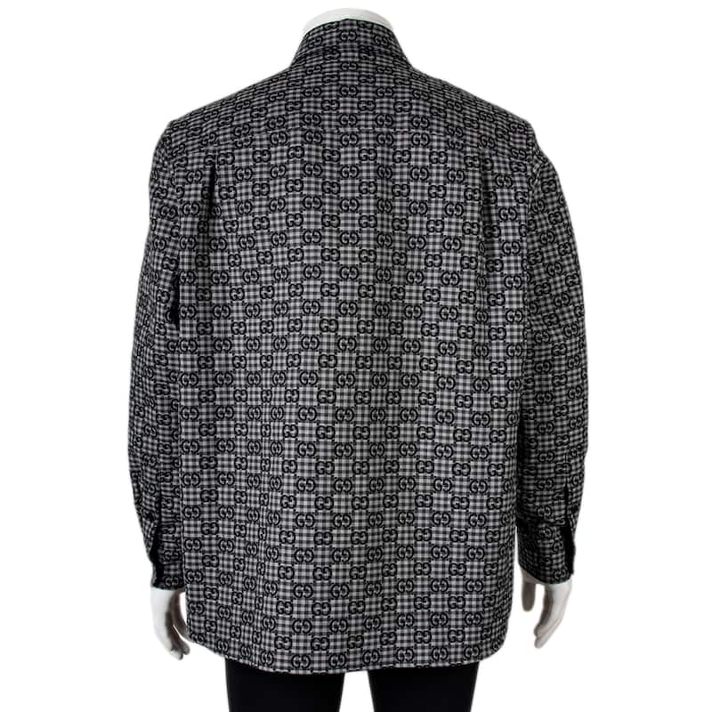 Gucci Men's GG Gingham Cotton Wool Jacquard Shirt