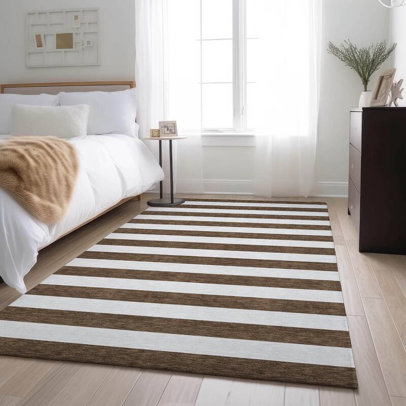 Premium Washable Super Soft Cabana Stripe Mayfield Rug - Chocolate - 10' x 14' - Rectangle