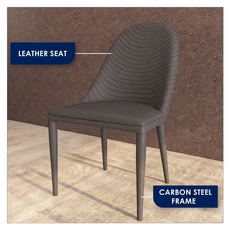 Seville Dining Chair Upholstered in Leather with Iron Legs Set of 4