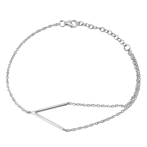 Handmade Unique V-Shaped Charm Sterling Silver Chain Bracelet (Thailand). Opens flyout.