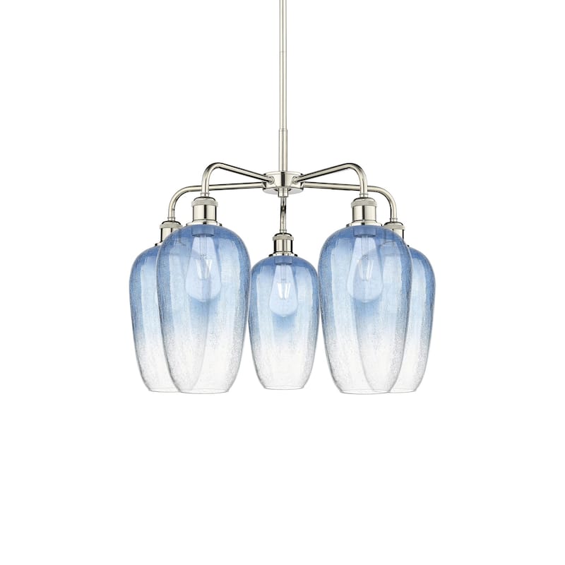 Innovations Lighting 516-5CR-21-26 Brookhaven Flute Chandelier - Polished Nickel / Sapphire Blue