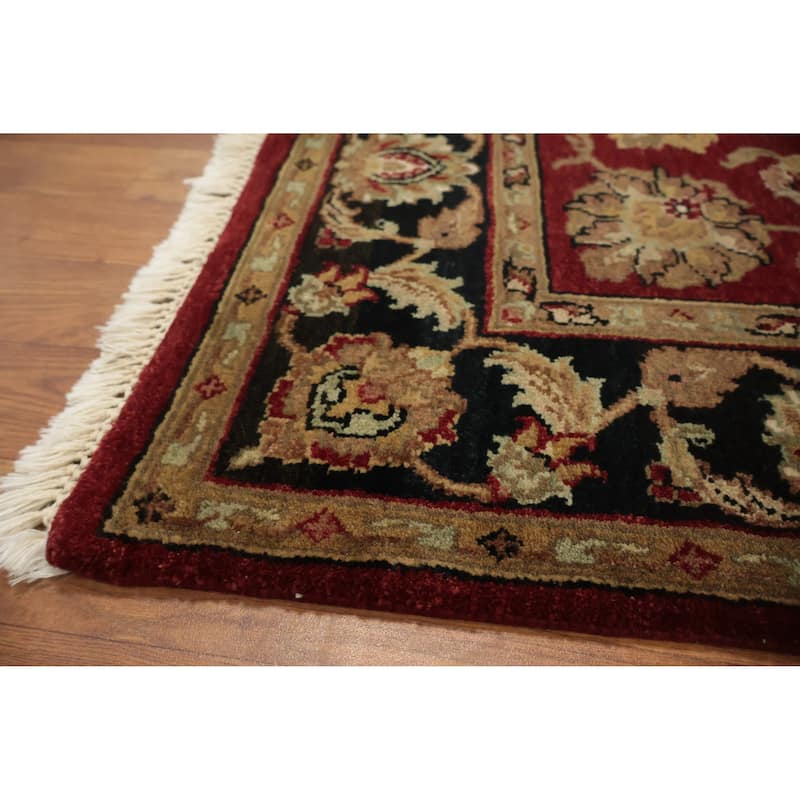 Hand Knotted Oriental 100% Wool Carpet Traditional Floral Red Agra Area Rug - 6' 1'' X 4' 1''