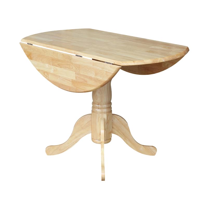 Round Pedestal Base Solid Wood 42-inch Drop-leaf Dining Table